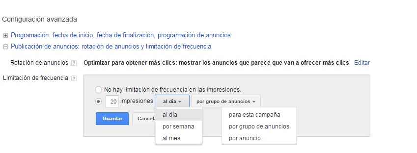 configuracion avanzada_ Limitacion frecuencia-Display-AdWords