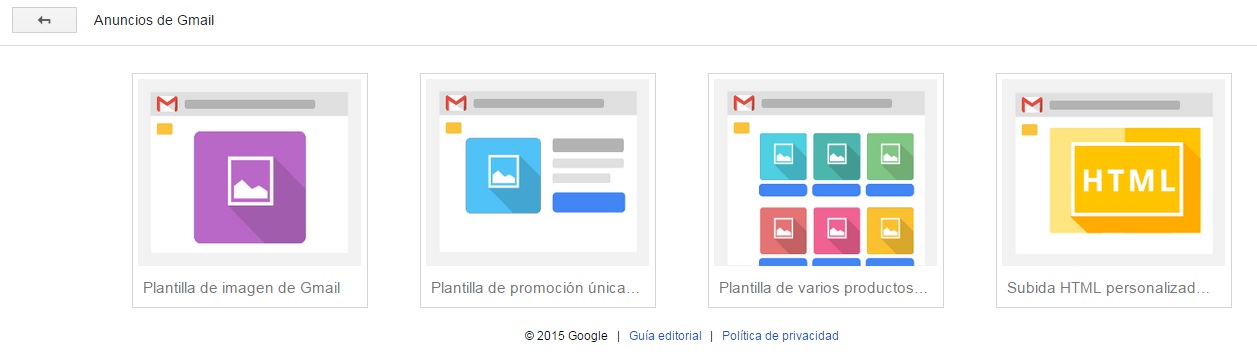 Gmail Ads tipos de anuncios